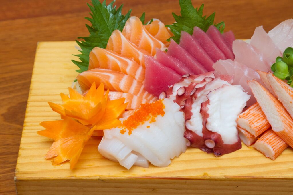 Assortment of sashimi sushi