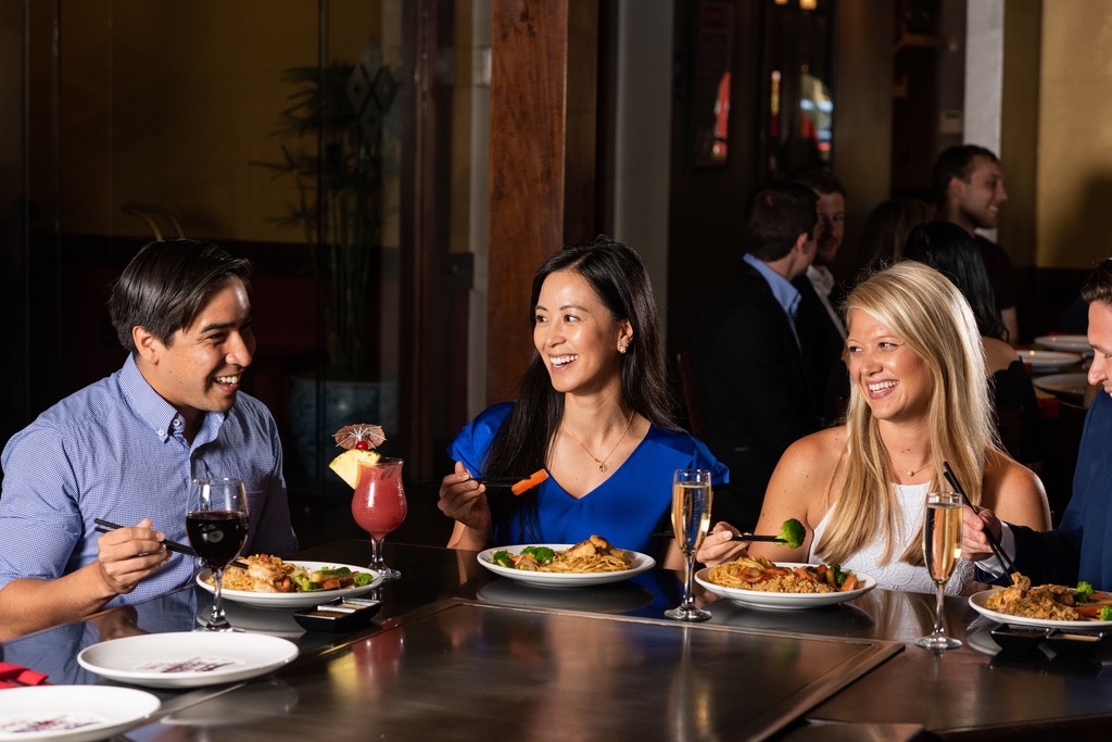 Customers enjoying Teppanyaki dining.